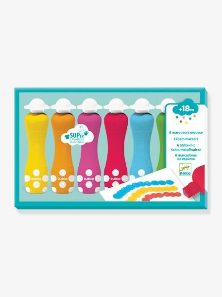 6 Marqueurs Mousse DJECO Blanc - Djeco 3 6 Marqueurs Mousse DJECO Blanc - Djeco