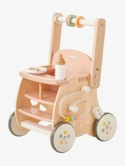 Chariot De Marche Poussette En Bois FSC® Rose - Vertbaudet -Jouets Pour Enfants chariot de marche poussette en bois fsc 4