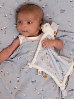 Doudou Carré Mouette - Sailors Bay - LITTLE DUTCH Bleu Grisé - Little Dutch -Jouets Pour Enfants doudou carre mouette sailors bay little dutch 2