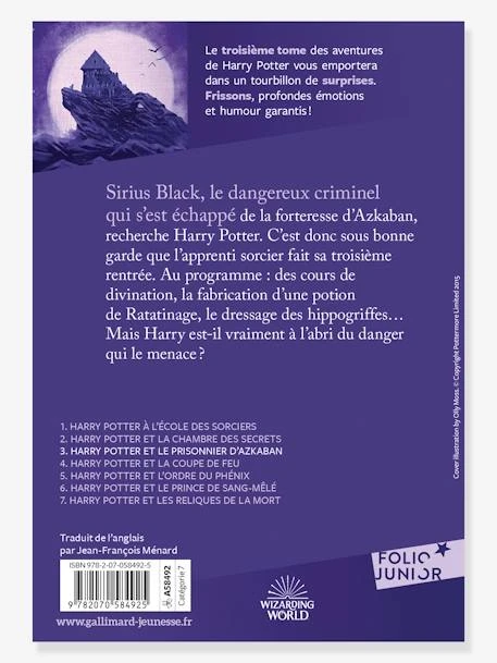 Harry Potter Et Le Prisonnier D'Azkaban - T3 - GALLIMARD JEUNESSE Violet - Gallimard 4 Harry Potter Et Le Prisonnier D'Azkaban - T3 - GALLIMARD JEUNESSE Violet - Gallimard – Image 2