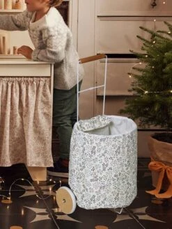 Panier De Courses à Roulettes En Métal, Tissu Et Bois FSC® Gris - Vertbaudet -Jouets Pour Enfants panier de courses a roulettes en metal tissu et bois fsc 2