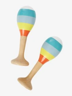 Set 3 Instruments : Maracas, Tambourin, Grelots En Bois FSC® Multicolore - Vertbaudet -Jouets Pour Enfants set 3 instruments maracas tambourin grelots en bois fsc 1